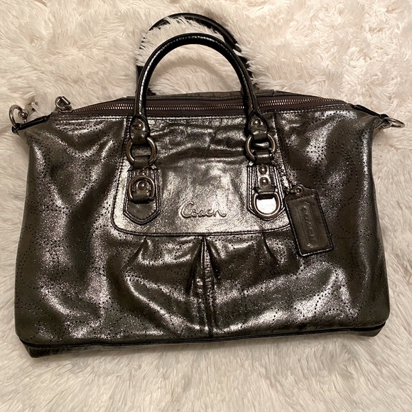 Coach | Bags | Silver Metallic Coach Purse Used | Poshmark